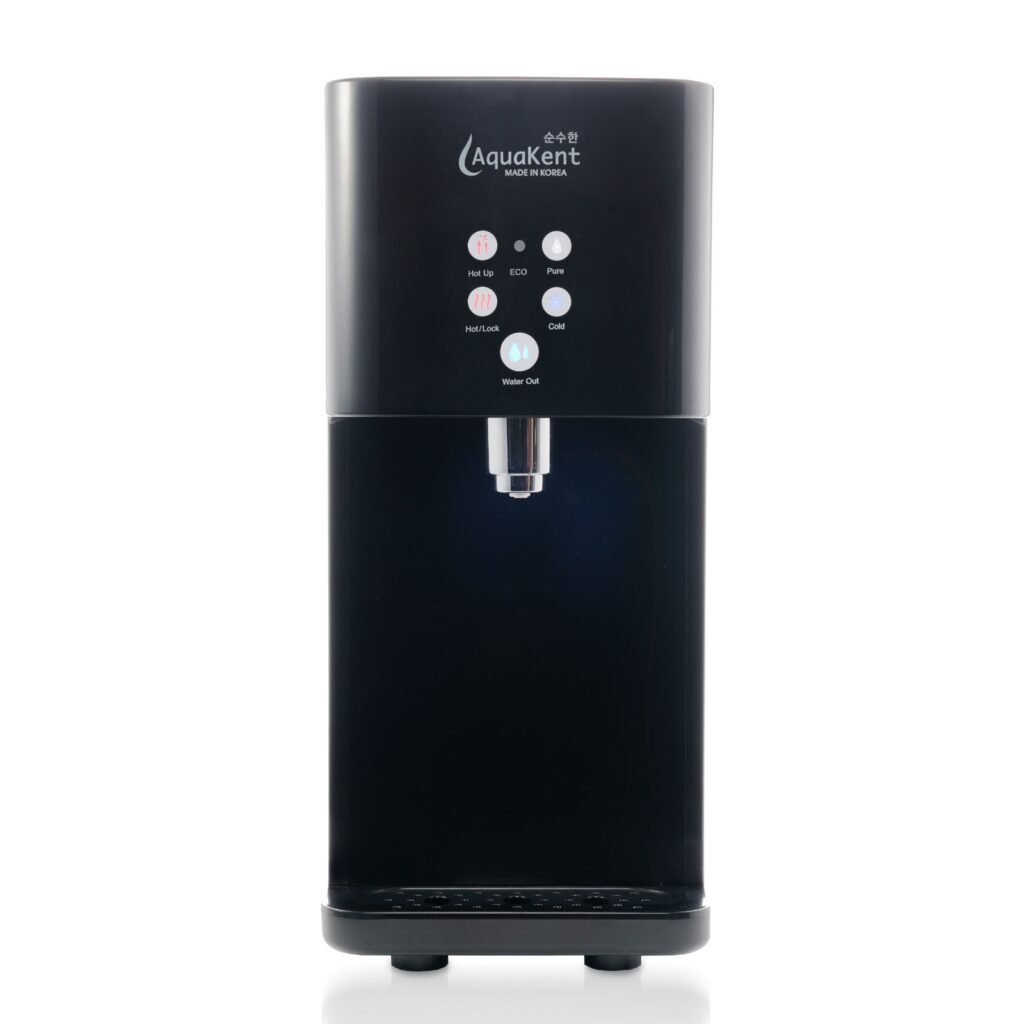 AK Ruby-3T Hot cold normal tabletop water dispenser black front view