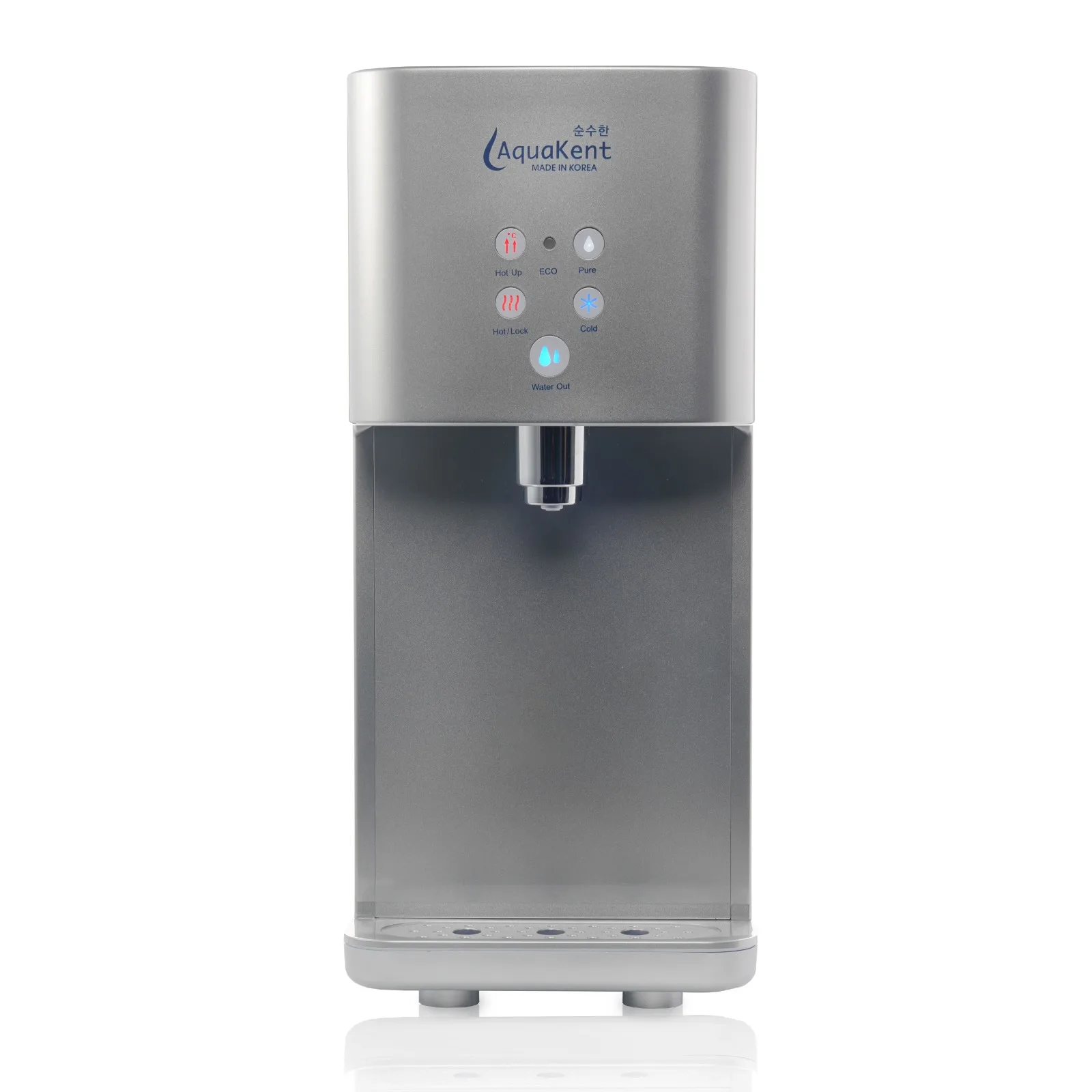 AK Ruby-3T Hot cold normal tabletop water dispenser silver front view