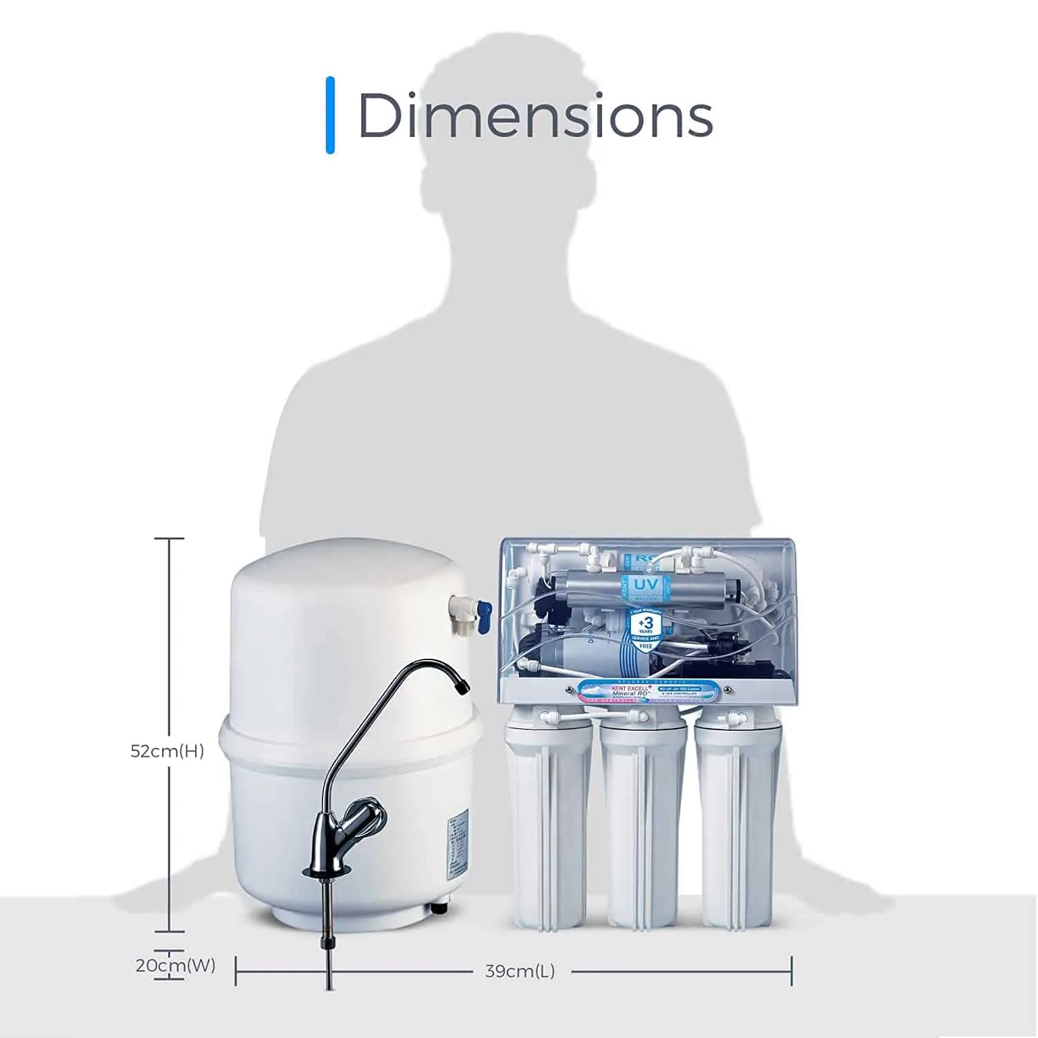 RO water purifier Kent excell dimensions