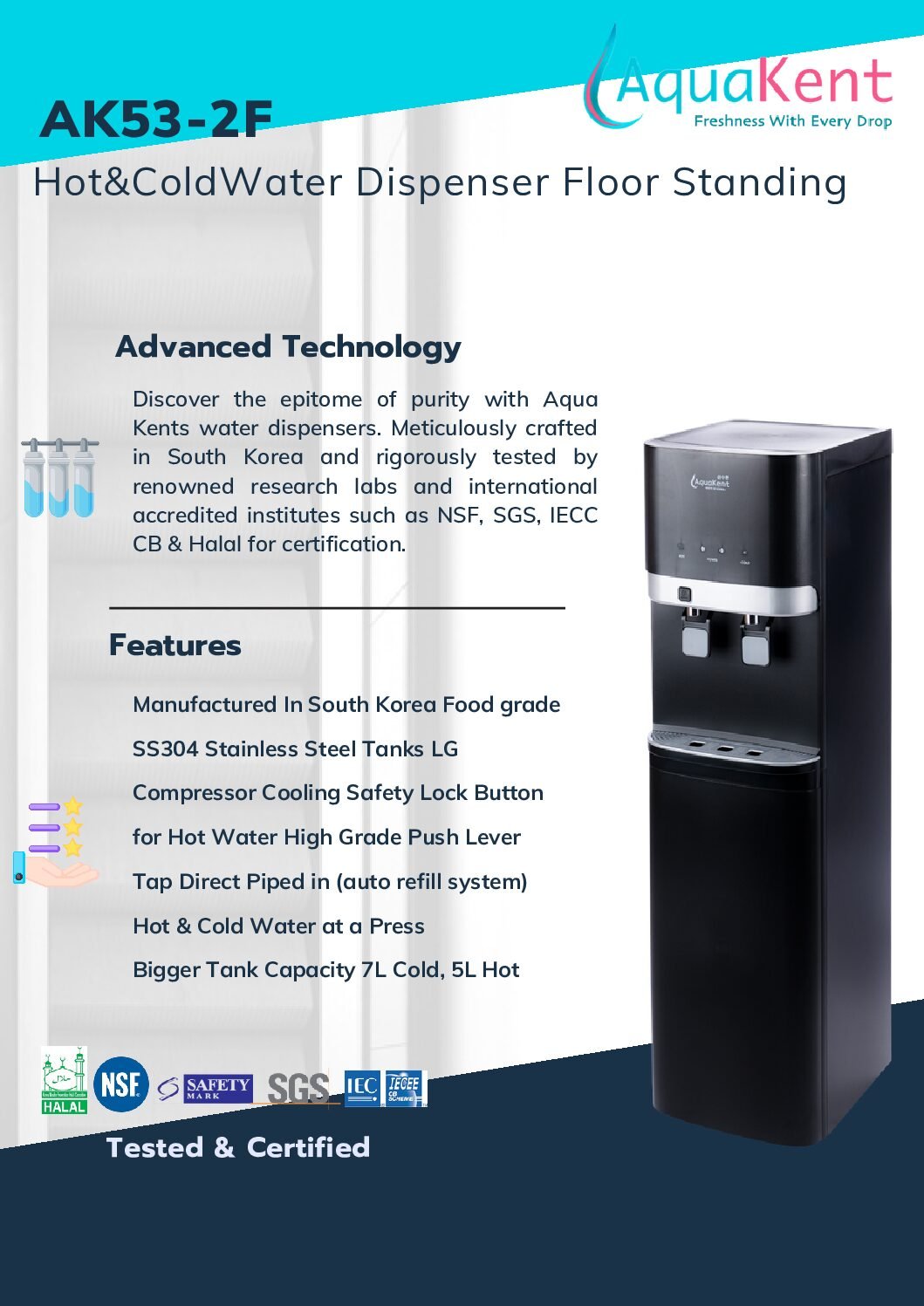 Hot & Cold Water Dispenser Floor Standing - AK53-2F - Image 5