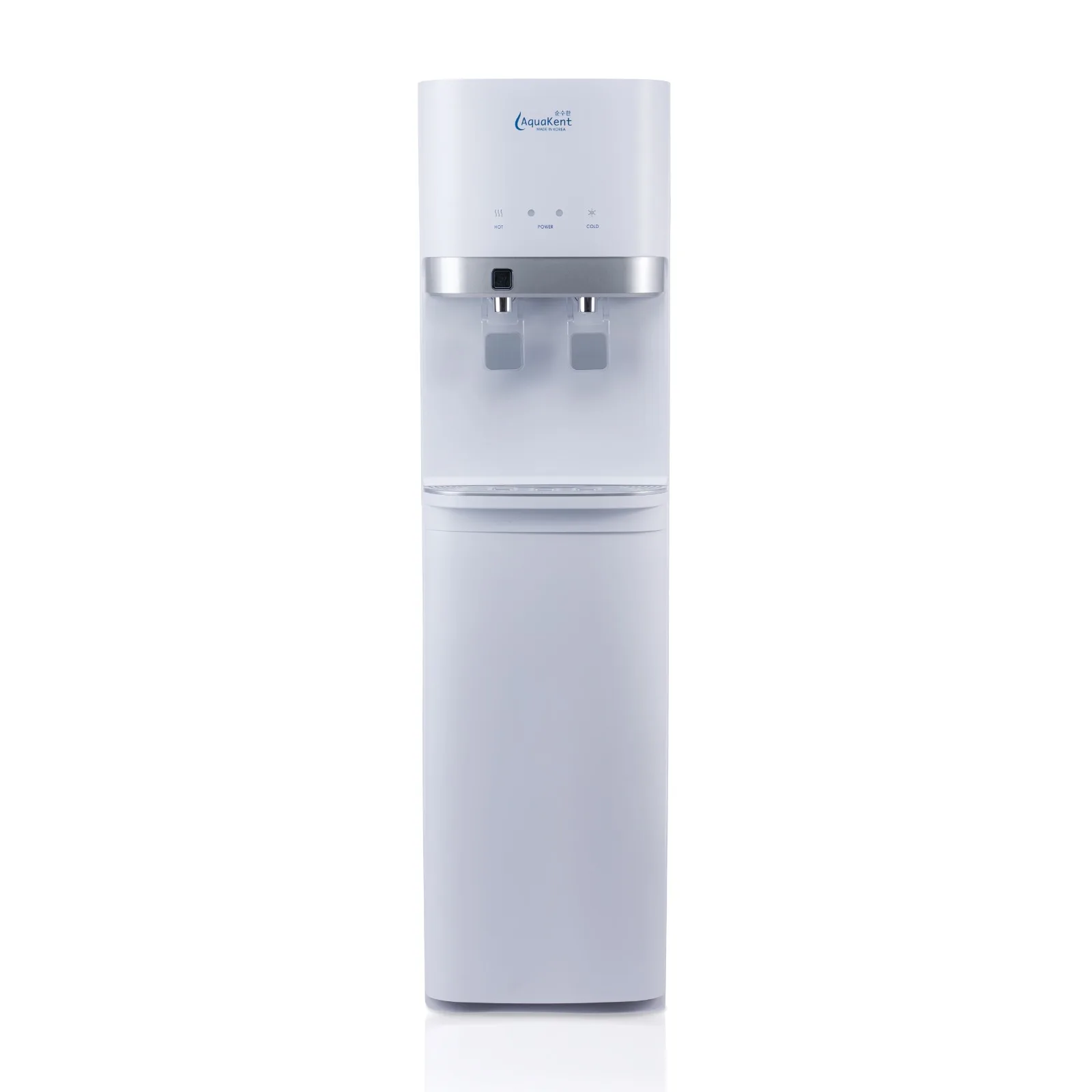 oor stand hot cold water dispenser front view white
