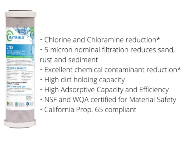 Matrikx carbon water filter features