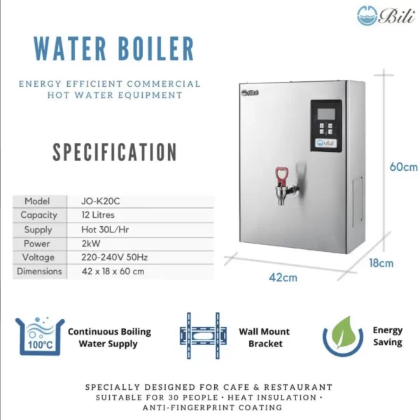 JO-K20C bili water boiler specifications