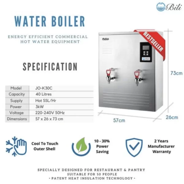 JO-K30C bili water boiler specifications