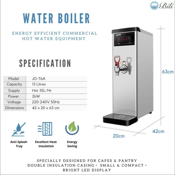 JO T6 bili water boiler specs